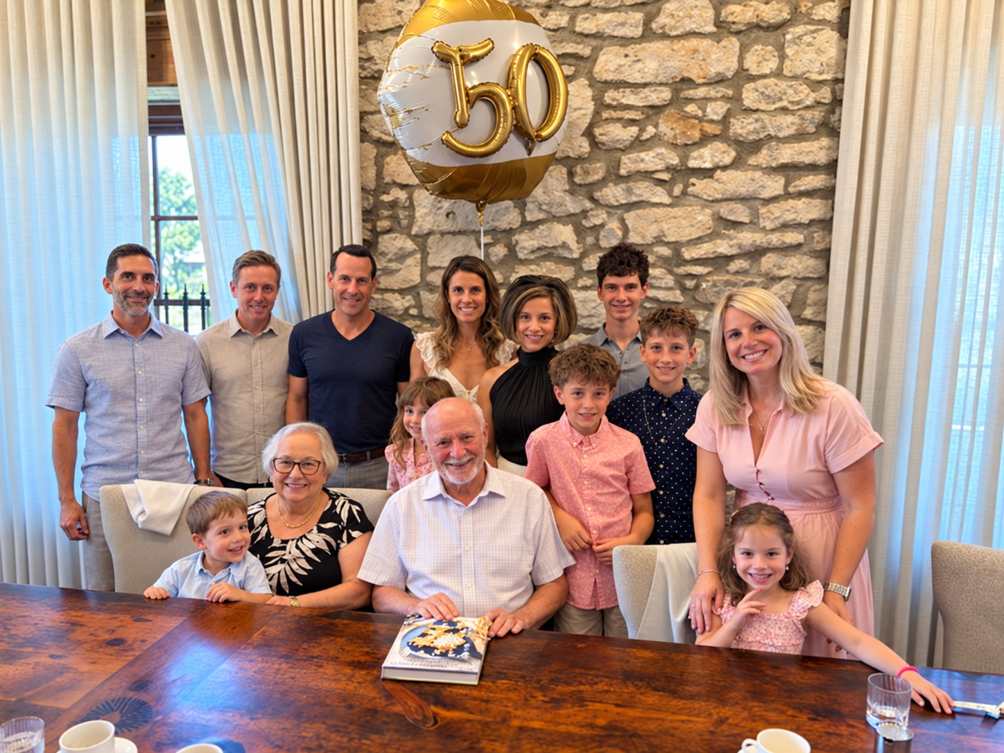 Paul and his extended family celebrating a 50th anniversary
